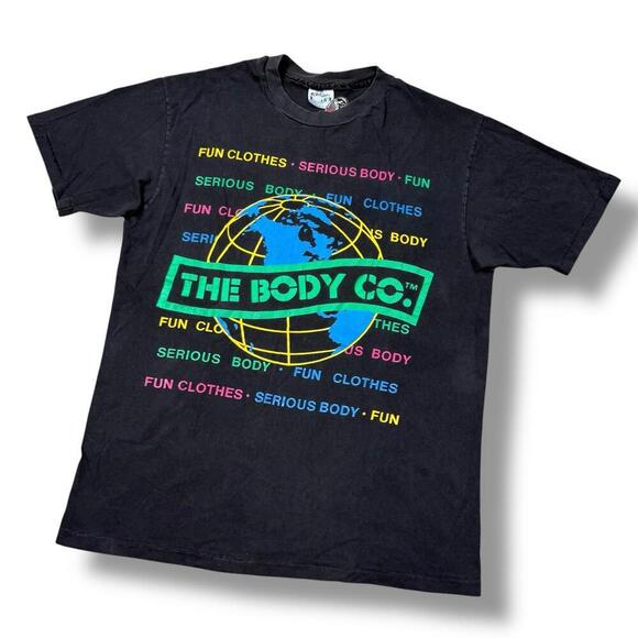 Vintage The Body Co T-Shirt XL 90s Fun Clothes Serious Body Globe Graphic Hanes - Picture 1 of 8